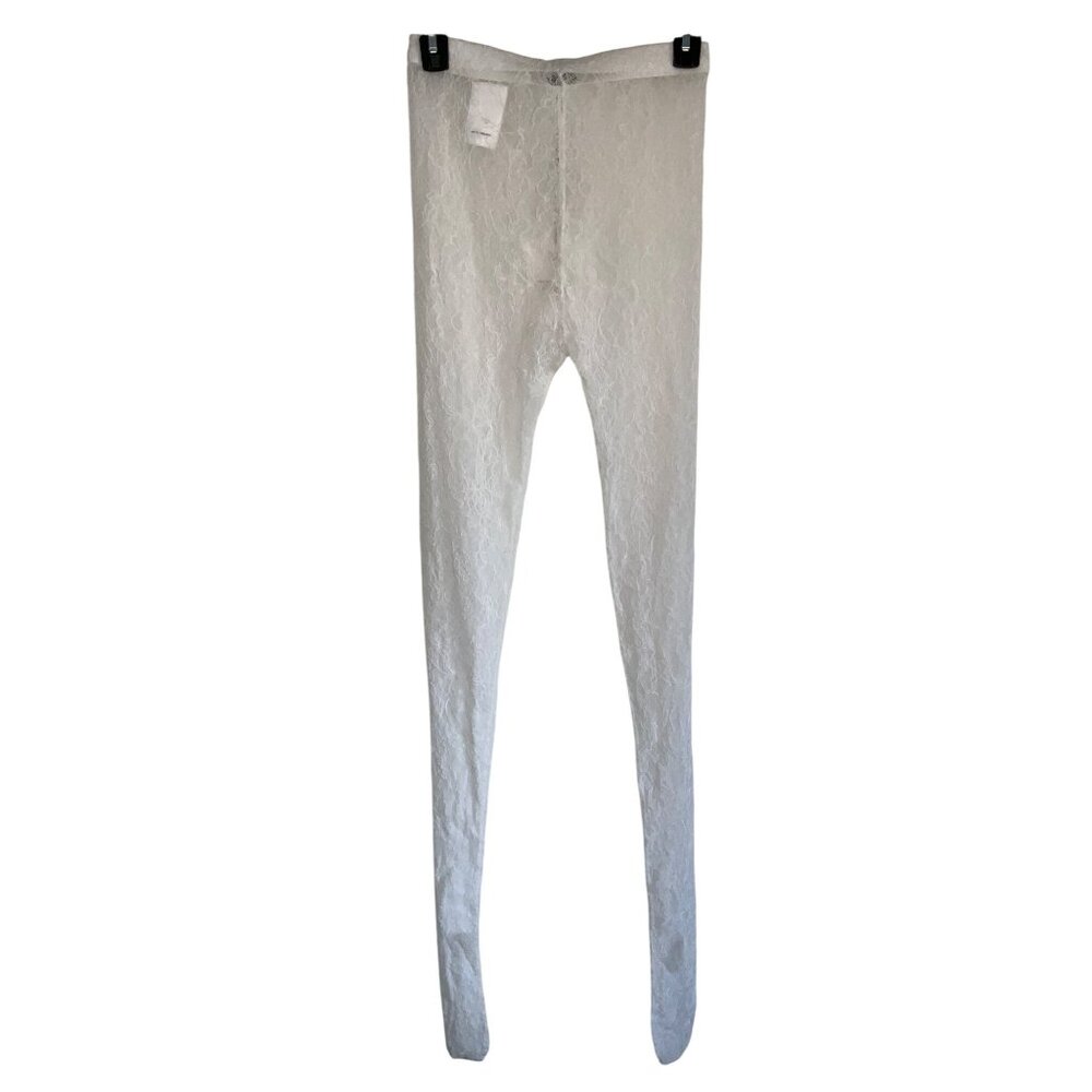WARDROBE.NYC Lace Tights in Off White New Womens Nylons Pantyhose - Picture 8 of 16